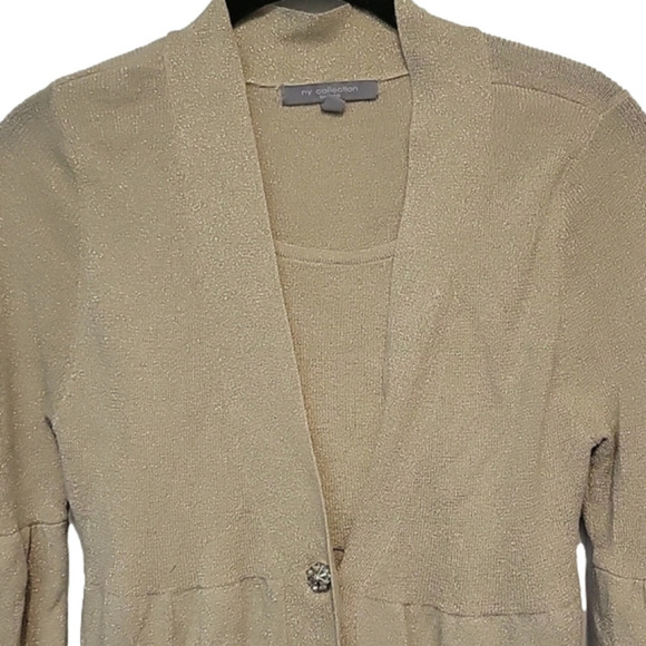 Ny Collection Petite Gold Metallic Top Medium - Picture 3 of 7